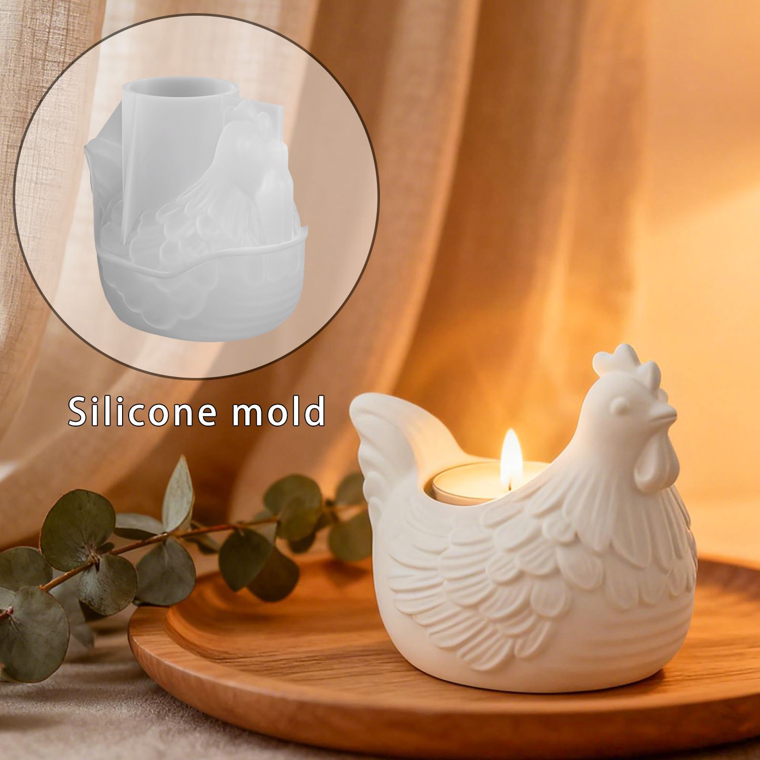 Candle Molds - Diy 3d pequeno frango castiçal resina